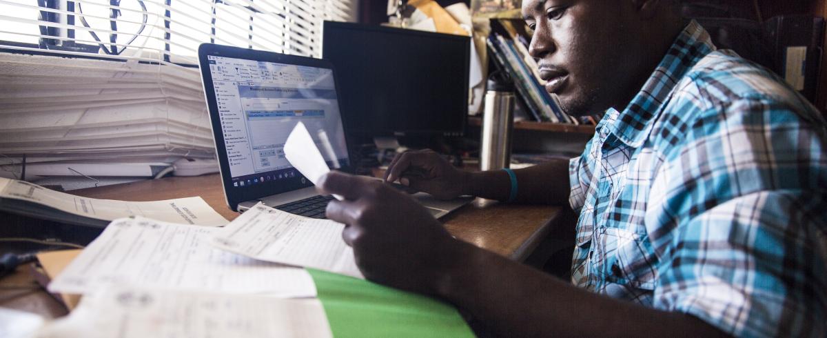 Man looking at documents